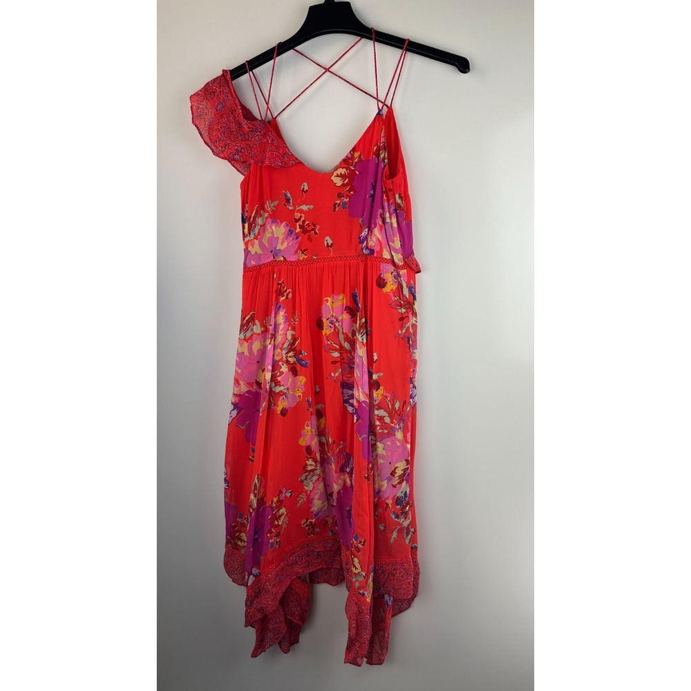 Maeve x Anthropologie Grecia Ruffle Dress Floral Red Handkerchief Hem Size 4 - Picture 7 of 13